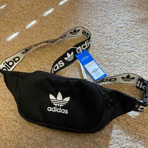 adidas アディダス ボディバッグ ウエストバッグ ロゴ H35587 ブラック/ホワイト　未使用　ネコポス無料