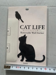 ウオールステッカー 猫 CAT LIFE 鳥発見 未使用 送料１２０円