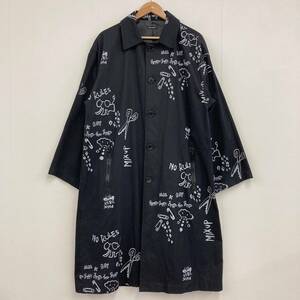 2018AW MILKBOY 総柄 メッセージ ステンカラーコート ロング ブラック ミルクボーイ MILK BOY トレンチコート 00s 90s Y2K archive 4010212