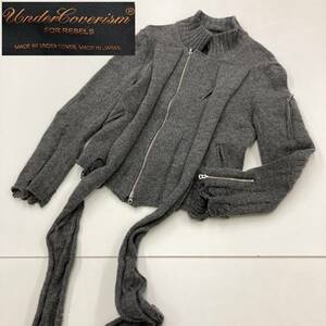 2005AW ARTS&CRAFTS期 UNDERCOVER ストール ドッキング ニット ライダース ジャケット カーディガン アンダーカバー VINTAGE archive 1575