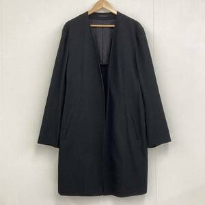 ウールギャバ Yohji Yamamoto pour homme ノーカラー ロングコート 黒 4サイズ ヨウジヤマモトプールオム ガウン 羽織り archive 4010064