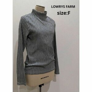 LOWRYS FARM ギンガムチェック ハイネック カットソー トップス F