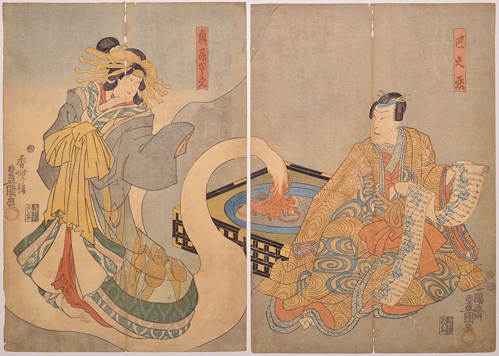[Utagawa Toyokuni, Tomoe no Jō, Oshu Ghost] Ukiyo-e, Ghost, Spirit, Courtesan, Mount Asama, Mount Asama as it is, BE16A, Painting, Ukiyo-e, Prints, Kabuki painting, Actor paintings