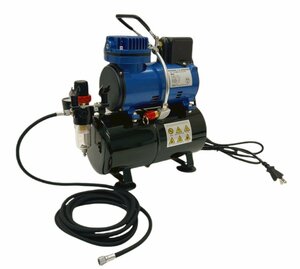  three person is good blue air compressor - airbrush starting kit air compressor simple Japanese instructions attaching compressor 