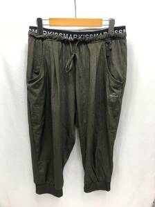 kissmark. leather pattern 7 minute height cropped pants size O khaki lady's monkey L kiss mark 24013002