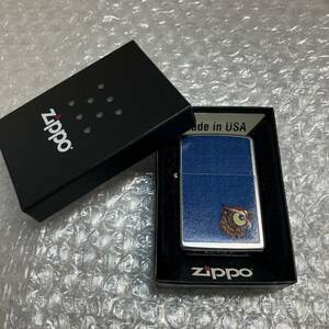 新品　未使用　zippo フクロウ 前面加工 ブルー 希少モデル 2015年製 シルバーインナー 2015年製 アニバーサリ