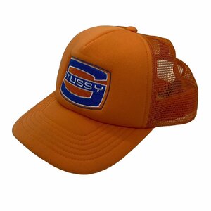 USED STUSSY ステューシー メッシュキャップ オレンジ メッシュ キャップ 刺繍 CAP 帽子 アメカジ ロゴ ポリエステル100％ ブランド