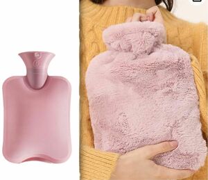 湯たんぽ 注水式 お湯 あったか　ピンク　ふわふわ　かわいい　カバー　エコ　暖房器具　保温性　ゆたんぽ　冷え対策