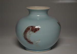 中国美術　藍釉　水盂　書道具　中国古玩　置物　