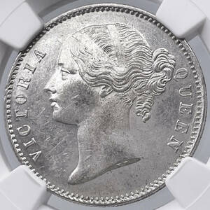 ★人気★ MS62 ヤングヘッド 1840B＆C 英領インド ヴィクトリア女王 1ルピー NGC イギリス 英国 銀貨 古銭 アンティーク コイン 硬貨 005