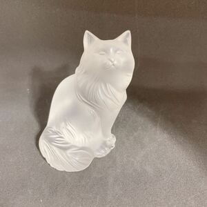 ◆LALIQUE/ラリック 猫の置物 猫の足に欠けあり クリスタル フィギュア オブジェ ガラス製品◆K5-K