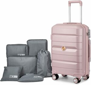新品未使用 スーツケース ピンク色 約72L キャリーケース キャリーバッグ 耐衝撃 PP材質 TSAロック付き 静音 360度回転 旅行 ビジネス 出張