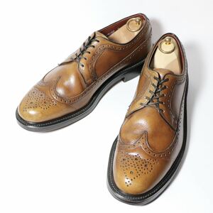 “美品/希少品” 70s~80s NUNN BUSH（ナンブッシュ）ロングウイングチップシューズ US10 D シボ革 ライトブラウン ビンテージシューズ 革靴