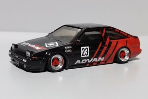 希少 プレミアム トヨタ AE86 スプリンター トレノ 改 深リム アドバン A3A シャコタン カスタム ツライチ 改造 ドリフト ネオクラ (1/64)