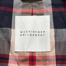 現行品!!MACKINTOSH PHILOSOPHY マッキントッシュフィロソフィー ステンカラーコート アウター ゴム引き チェック柄 ブラウン 茶色 M_画像9