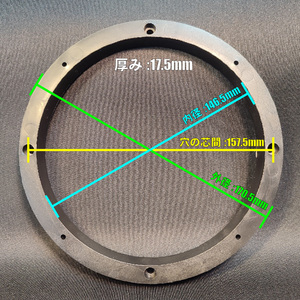 スピーカー取り付け用バッフルボード 海外 輸入品 6.5インチ 国産17cmも可■強化樹脂製バッフルボード アウターバッフルのベースにも使用可