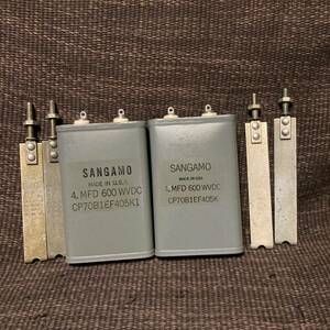 未使用 SANGAMO オイルコンデンサー 4.MFD 600 WVDC USA製　動作未確認 【240127-1】