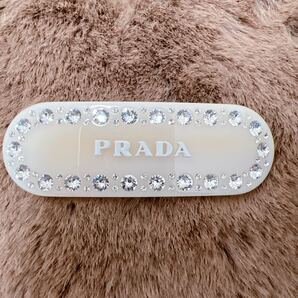 PRADA プラダ ヘアアクセサリー プレックス ヘアクリップ ラインストーン ロゴ バレッタ プラスチック 未使用の画像1