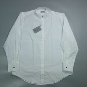 未使用タグ付 イタリア製 ヴェルサーチクラシック マオカラー 長袖ドレスシャツ Yシャツ 白 メンズ 44