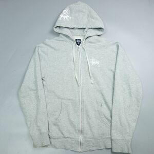 00s OLD STUSSY オールド ステューシー ロゴプリントジップアップスウェットパーカー L グレー メンズ