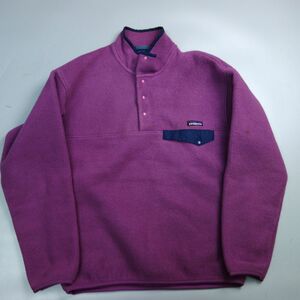 90s 雪無しタグ patagonia パタゴニア ジャケット 25440 スナップT フリース プルオーバー 紫 メンズ M