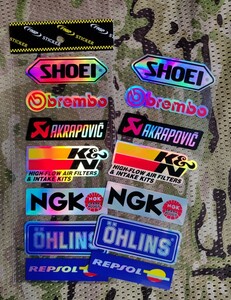 Bike & Helmet Laser Rainbow Sticker■レーザー“ホログラム”反射バイクステッカー#SHOEI#NGK●RS079/Laser×2枚セット：送料込み1199円