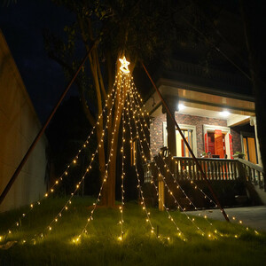クリスマス LEDイルミ 星型 暖白 ナイアガラ LEDイルミネーション 飾り付け 8種点灯モード カーテンライト 屋内屋外兼用 つらら