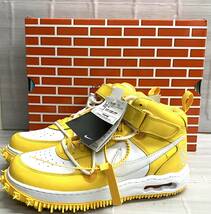 美品 Off-White ×NIKE オフホワイト×ナイキ AIR FORCE 1 MID スニーカー SP LTHR White and Varsity Maize DR0500-101 イエロー28.5_画像1