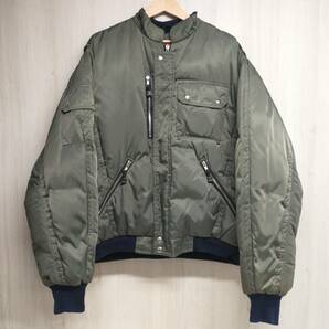 MONITALY × BEAMS モニタリー ビームス フライトジャケット ダウンジャケット ナイロン カーキカナダ製 小穴、変色有り 店舗受取可の画像1