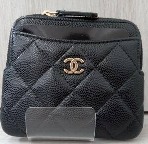 【美品】 CHANEL シャネル マトラッセ 31782709 コインケース ブラック キャビアスキン レディース 付属品付 店舗受取可