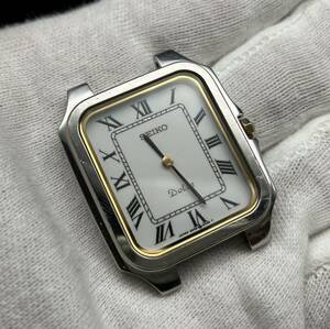  Junk (C tube 1. lack of )SEIKO DOLCE 5E30-5A40 white face Rome n combination square 