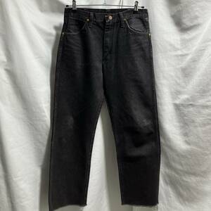 90s wrangler 先染めブラックカットオフジーンズ デニムパンツ 30×38 ブラック ラングラー 店舗受取可