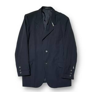 04AW Yohji Yamamoto POUR HOMME ウールギャバジップデザインジャケット ブラック サイズ2 HJ-J37-100 ヨウジヤマモトプールオム