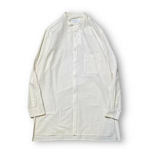 23SS YOHJI YAMAMOTO POUR HOMME コットン スラブ ノーカラーシャツ バンドカラーシャツ サイズ:4 ヨウジヤマモトプールオム 店舗受取可