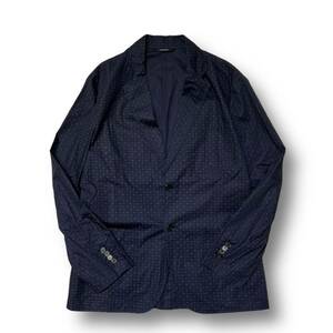 HERMES Patterned Tailored Jacket abo0020490 Size:52 Navy エルメス 総柄テーラードジャケット ネイビー 店舗受取可