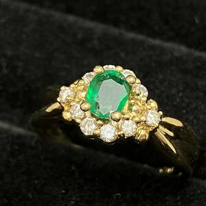. another card attaching new goods has been finished natural emerald 0.3ct diamond 0.20ctte The Yinling gK18 10 number 3.8g gold yellow gold ring 