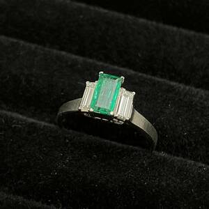 . another card attaching new goods finish settled . natural emerald 0.44ct diamond 0.39ctte The Yinling gPt900 11 number 4.5g platinum ring 