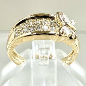 [ new goods has been finished ] K18 750 / diamond 0.27ct 5 number 3.3g ring Gold 