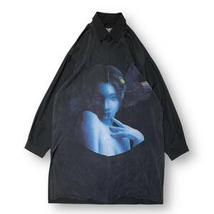 18AW BLACK SCANDAL Yohji Yamamoto 内田すずめ 運命の輪プリントシャツ 長袖シャツ 3 ブラック ヨウジヤマモト 店舗受取可