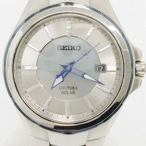 SEIKO　COUTURA　V157-0BL0　ソーラー　シルバー系　シルバー文字盤　デイト　3針　腕周り約21cm　時計