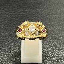 鑑別カード付 新品仕上済み コンビ 天然ルビー 0.23ct ダイヤ 0.18ct デザイン リング Pt900 K18 13号 9.3g プラチナ 金 ゴールド 指輪_画像2