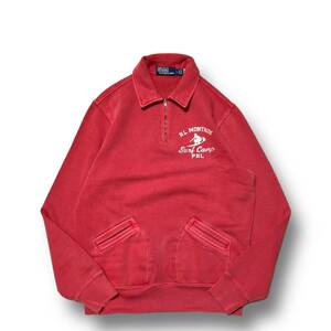 23AW POLO RALPH LAUREN SEASONAL HALFZIP SWEATSHIRT ハーフジップスウェットシャツ ヴィンテージ加工 ピンク Mサイズ ラルフローレン