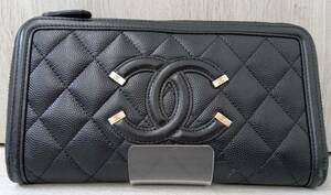 CHANEL シャネル ccフィグリー 28401102 ラウンドファスナー長財布 ブラック レディース ギャランティカード付 付属品付 店舗受取可