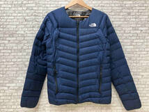 THE NORTH FACE ザノースフェイス サンダーラウンドネックジャケット NY81813 ライトダウンジャケット ノーカラー M ネイビー_画像1