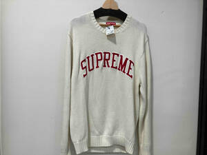 SUPREME シュプリーム 16ss Tackle Twill Sweater サイズM コットン 綿 ニット セーター ロゴ メンズ ホワイト 白 レッド 赤