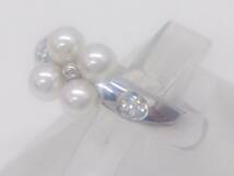 MIKIMOTO／ミキモト／K18／ダイヤ付きリング／8.5号／5.5g／フラワーモチーフ_画像2