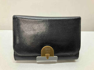 IL BISONTE イルビゾンテ 三つ折り財布 レザー ブラック イタリア製 保存袋あり