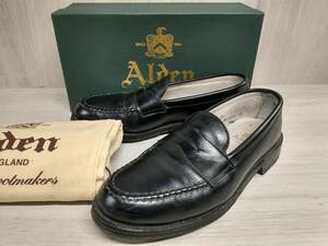 Alden 981 本革 レザー ペニー ローファー USA製 コイン オールデン メンズ 7 1/2D 約25.5cm ブラック シューズ 靴 保存袋付き 箱付き