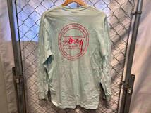 STUSSY wear Laguna Dot Tee ロンT 長袖Tシャツ ライトグリーン バックロゴ サイズM ステューシー_画像4