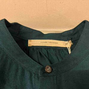 【美品】suzuki takayuki A241-17 puff-sleeve shirt dress シャツワンピース レディース サイズ1 麻混 ブルー 参考定価59,400円 タグ付きの画像4
